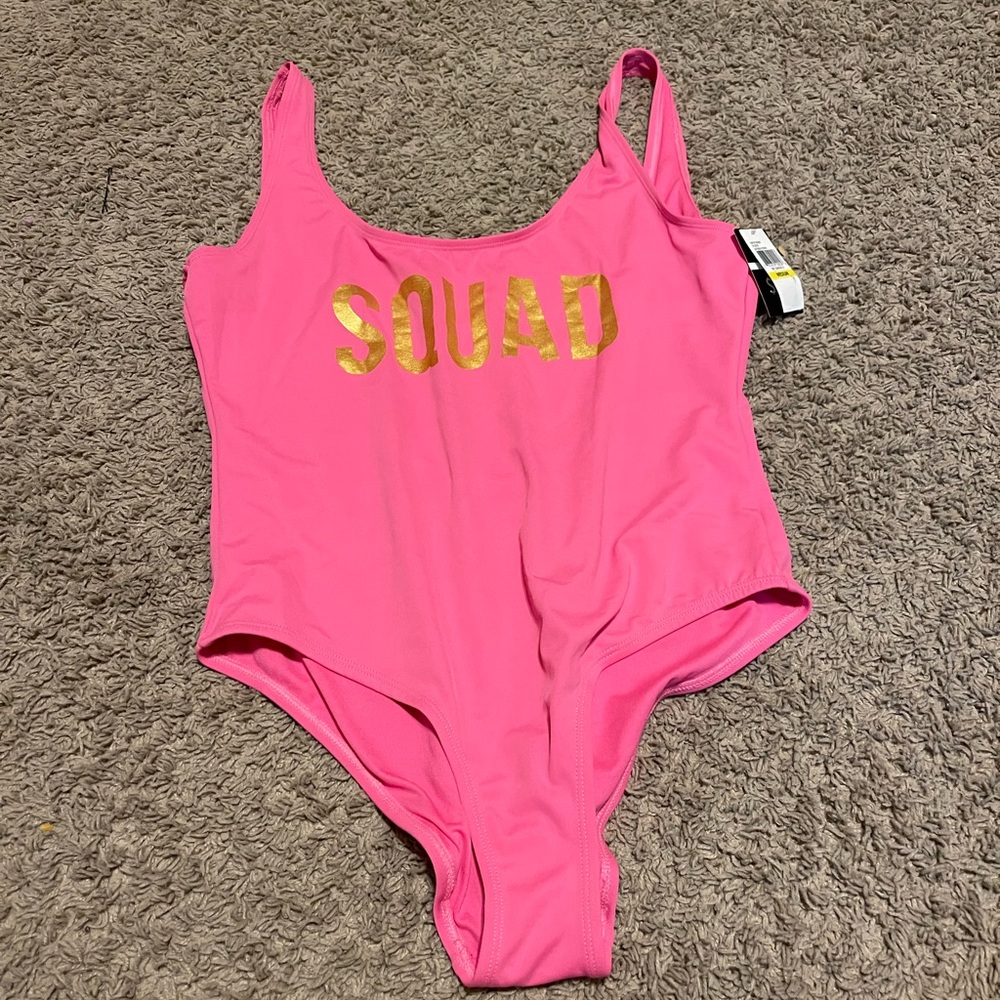 JCPenney Pink Swimsuit with Gold Detail